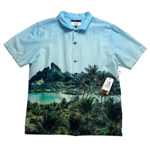 Roark x Hinano Gonzo Otemanu Shirt Mens Medium Light Blue Scenic Tropical